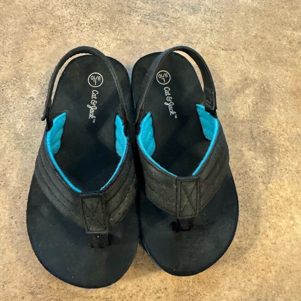 Cat & Jack Boys Black & Blue Slingback Sandals Casual, Summer, Fun Toddler 9/10